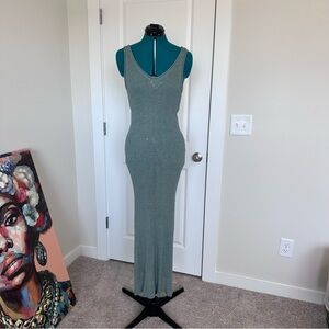 Free People Beach Sage Green Sleeveless Linen Blend Maxi Dress Size Small